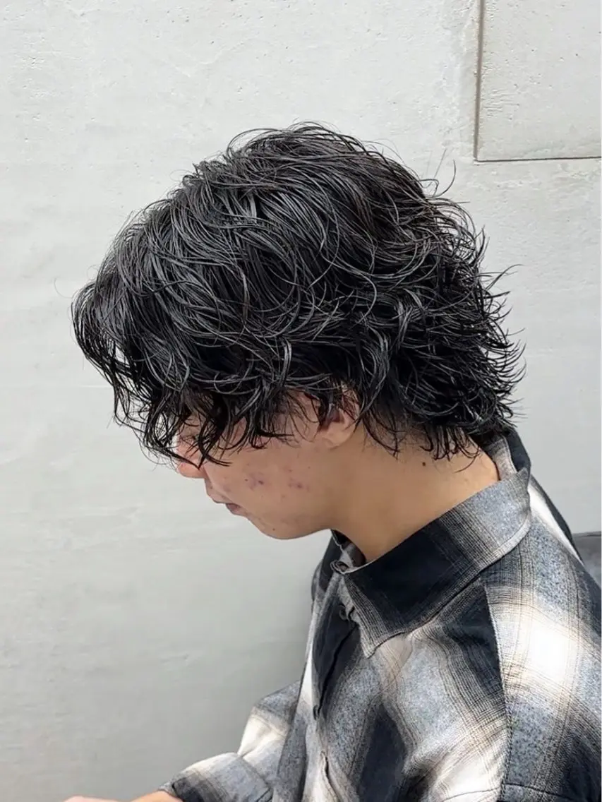 ミディアム カット パーマ メンズ特化LIBER 山口あこのヘアスタイル