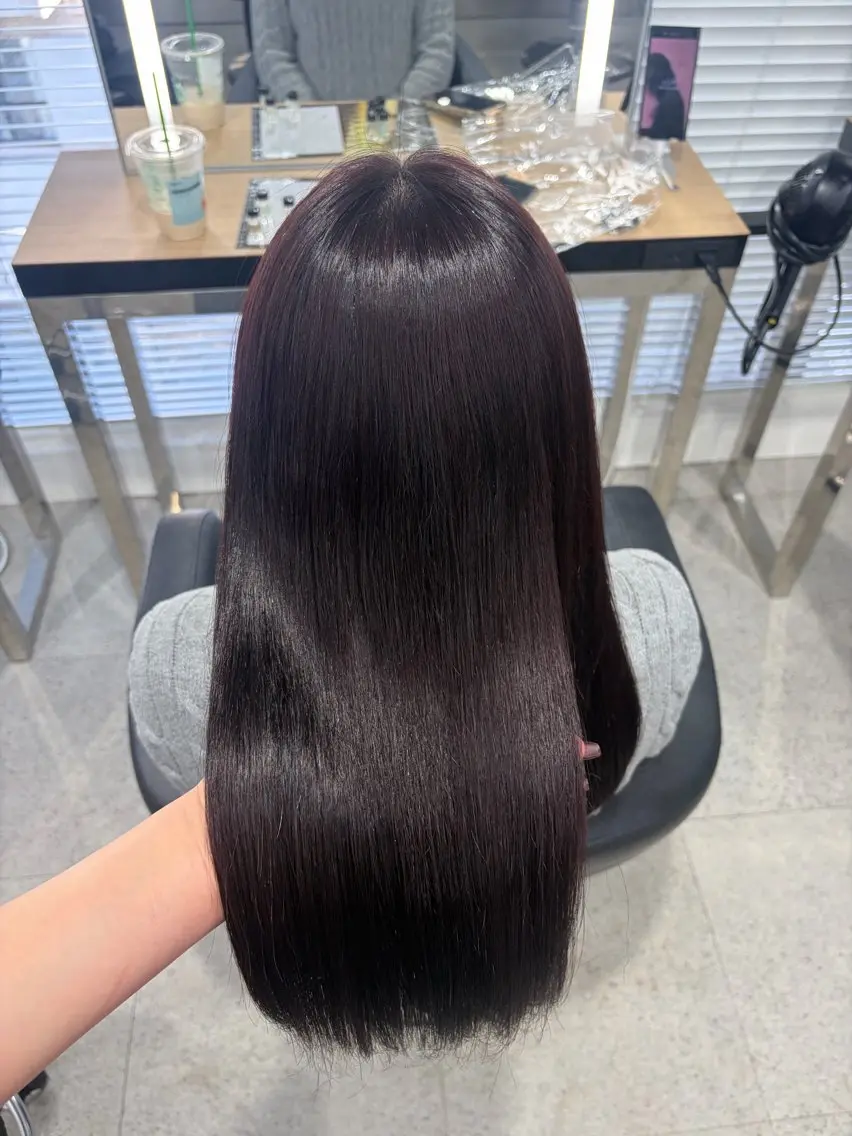 ロング カラー ブリーチ 髪質改善 トリートメント ヘアカラー 💗愛され暖色💗 ピンク/レッド💗のヘアスタイル