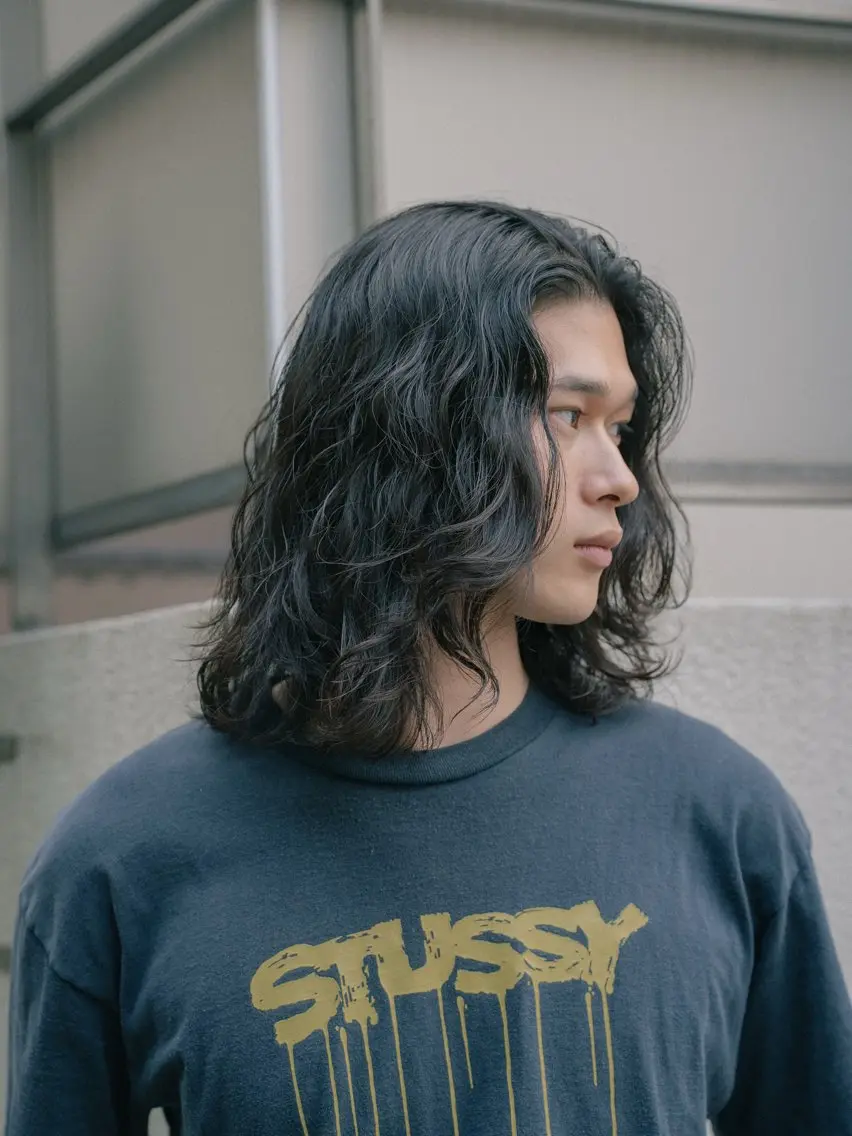 セミロング カラー パーマ メンズ メンズパーマ セミロングパーマ カット パーマ 🔗メンズサロン🔗 Kieのヘアスタイル