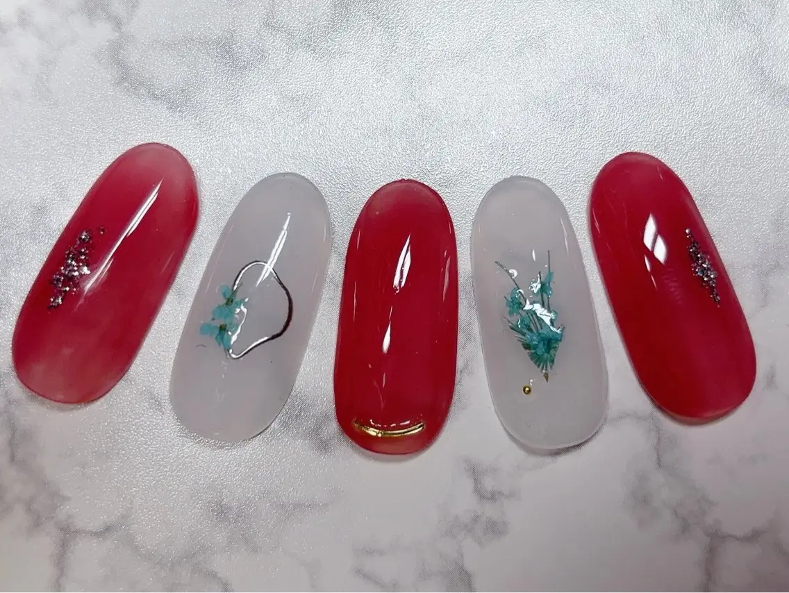 ネイル ハンドネイル H3 Nail Tsuki🦋💙のネイルデザイン