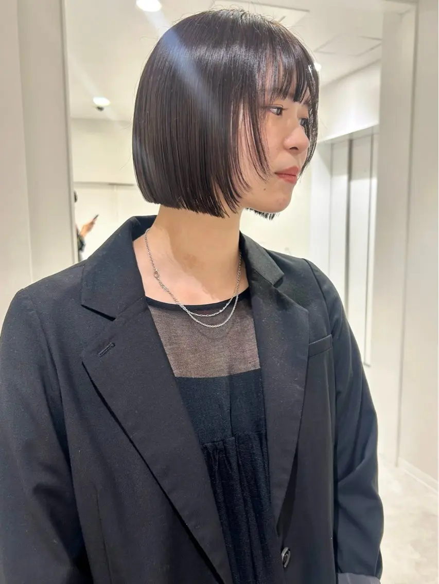 ショート カラー ボブレイヤー ボブ レイヤーカット カット ヘアカラー 👔ボブ﹨髪質改善 ストレート🩳ももかのヘアスタイル