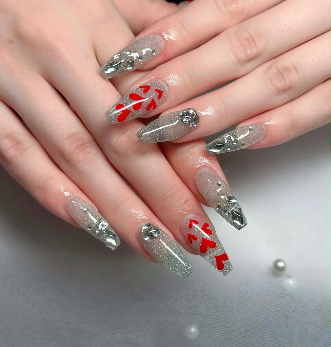 ネイル フレンチネイル ジェルネイル ガラスフレンチ ハロウィン ハート ハンドネイル H.baby Nail Salonのネイルデザイン
