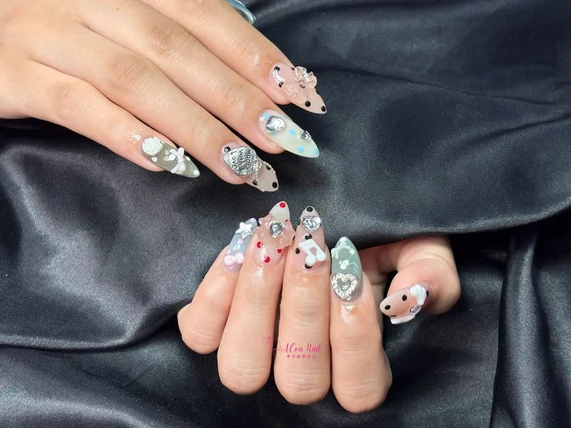 ネイル 桜ネイル 長さ出し フラワーネイル フレンチネイル ジェルネイル ハンドネイル ACon NailSalonのネイルデザイン