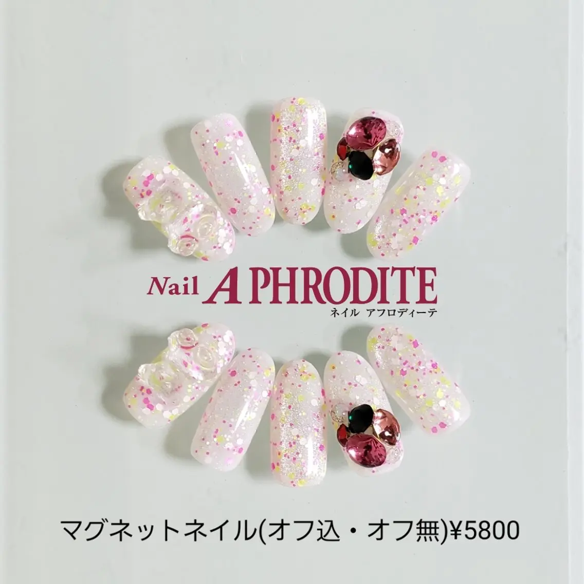 ネイル ジェルネイル ソフトジェル ストーンネイル ハンドネイル Nail  Aphroditeのネイルデザイン