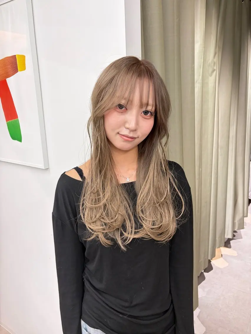 ロング ヘアカラー トリートメント ブリーチ/ エクステ/店長レンのヘアスタイル