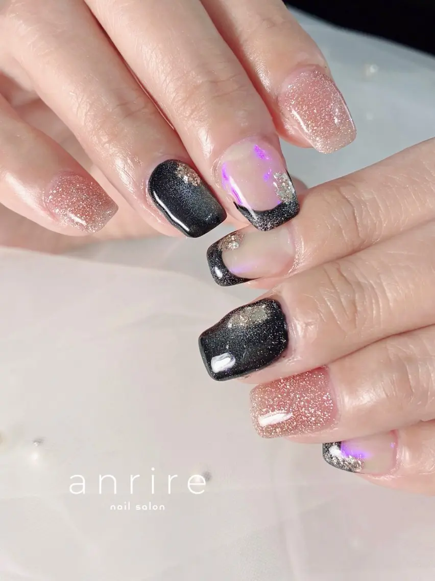 ネイル フラッシュネイル ジェルネイル マグネットネイル パラジェル nailsalon anrireのネイルデザイン