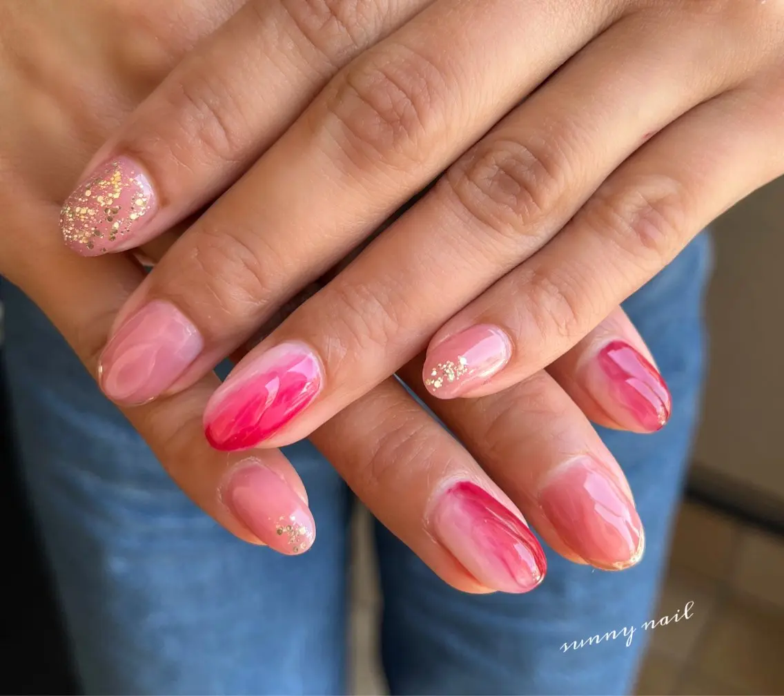 ネイル ジェルネイル パラジェル ピンク 春ネイル sunny nailのネイルデザイン