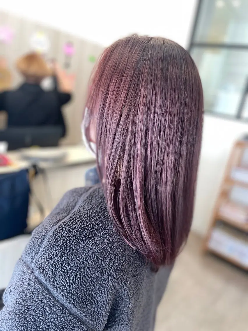 セミロング ワンレンボブ ボブ 髪質改善 レイヤーカット 縮毛矯正 髪質改善専門 YOSHIのヘアスタイル