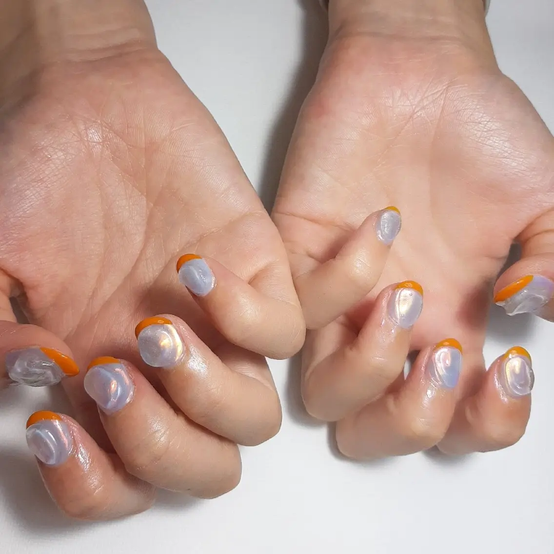 ネイル オーロラネイル フレンチネイル ジェルネイル 持ち込み ショートネイル owlnail /持込みデザイン専門のネイルデザイン