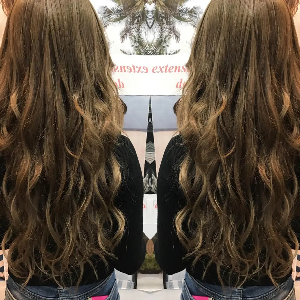 ロング パーマ チビ編み込みエクステ シールEXどぅ〜すのヘアスタイル