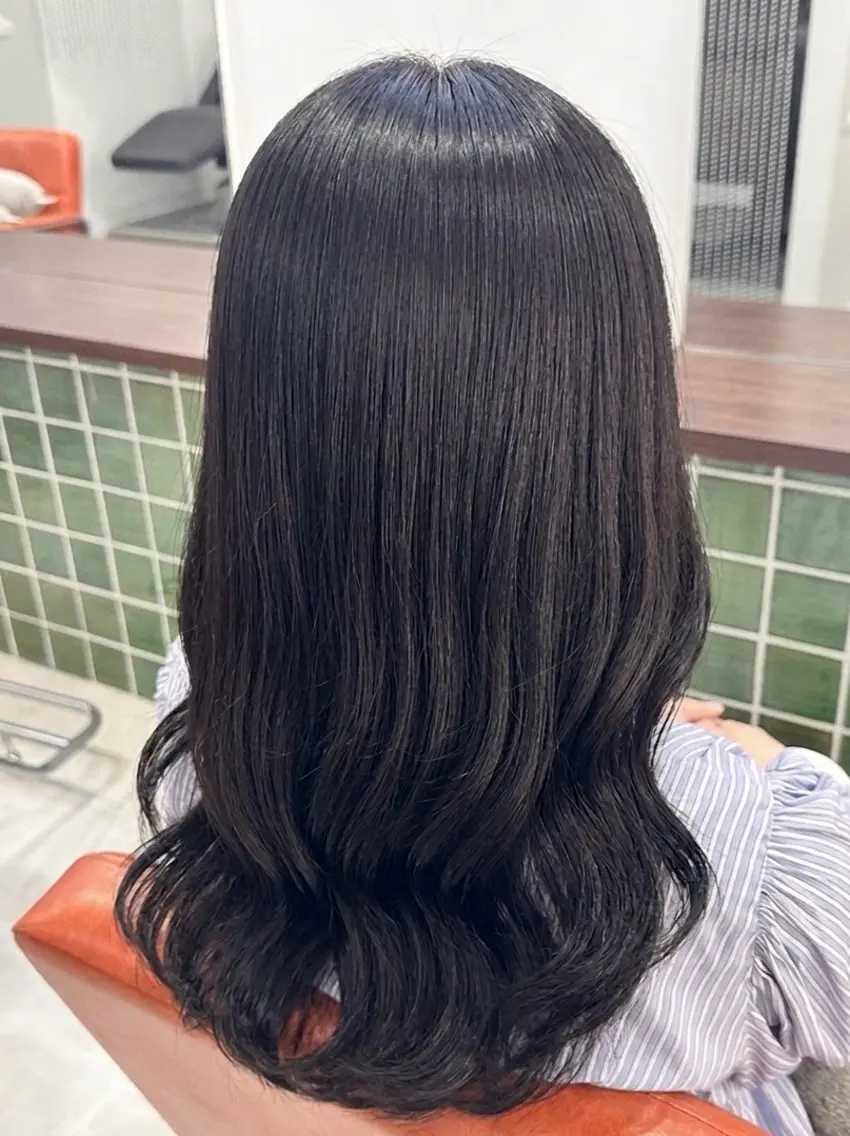 セミロング パーマ カット パーマ aini上本町 吉元直明のヘアスタイル