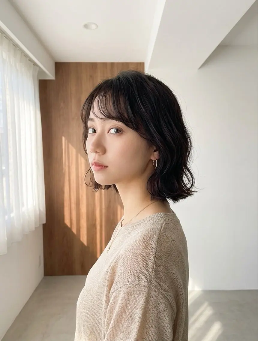 ミディアム 白髪いかしハイライト 加藤のヘアスタイル