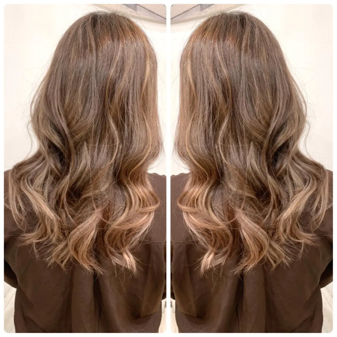 ロング カラー アッシュ バレイヤージュ ブリーチ デザインカラー グレージュ カット ヘアカラー トリートメント 京都大人女性ショート 徒歩1分/秋山のヘアスタイル