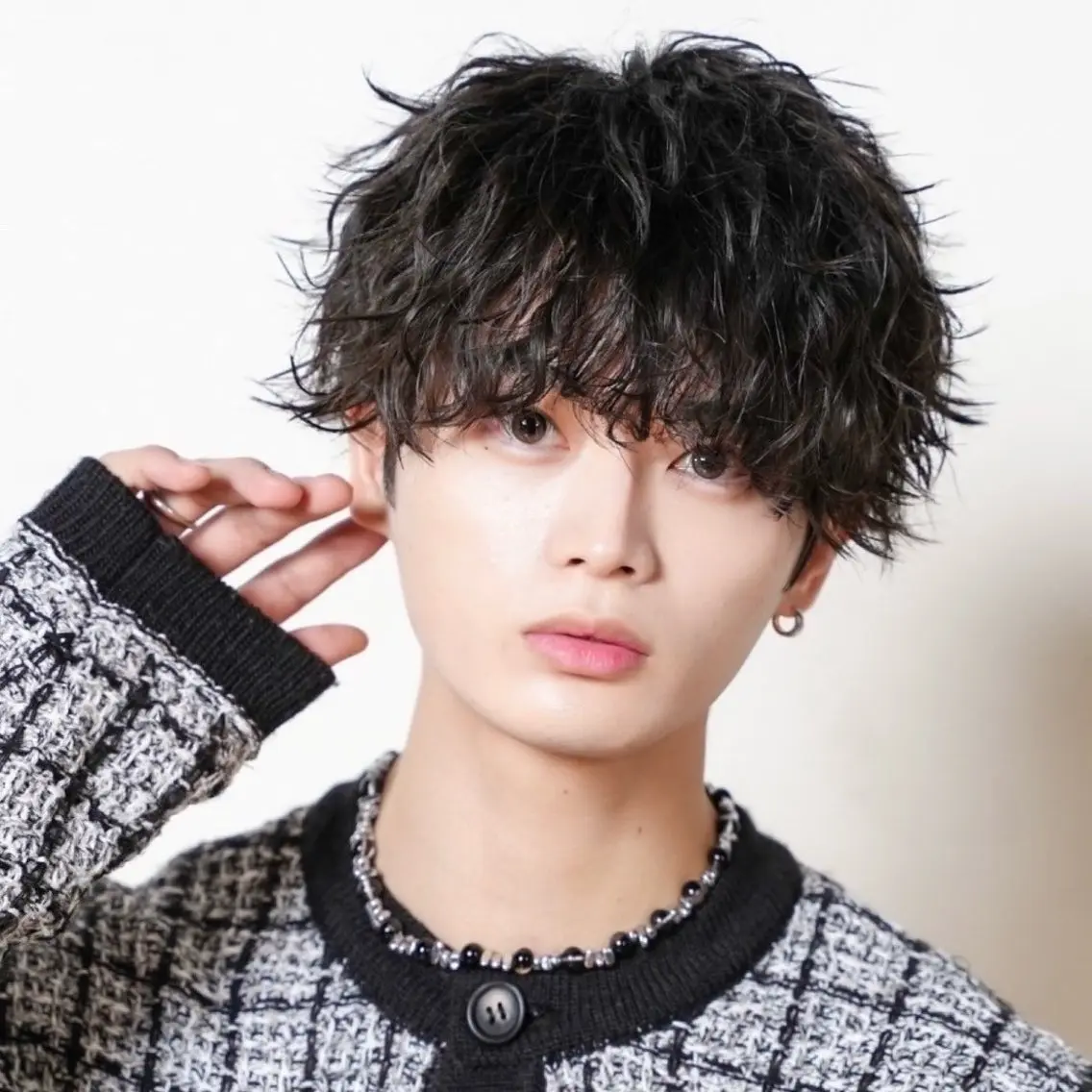 ミディアム カラー パーマ メンズ カット パーマ トリートメント ハイトーン/メンズマ ッシュ/KYOHEIのヘアスタイル