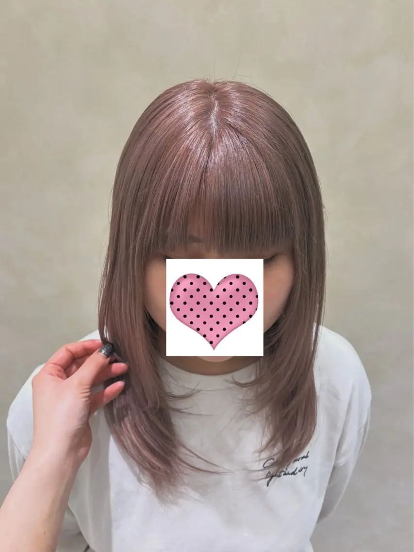 セミロング カラー ベージュカラー ピンクカラー ピンクベージュ ヘアカラー SAAYA/板橋/ モデル募集中🎀のヘアスタイル