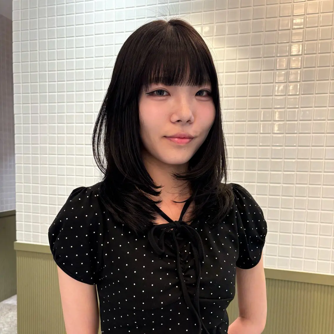 セミロング カラー 顔周りカット 韓国風ヘア レイヤーカット 小顔カット カット ヘアカラー ☕️NOA / レイヤーカット🍮のヘアスタイル