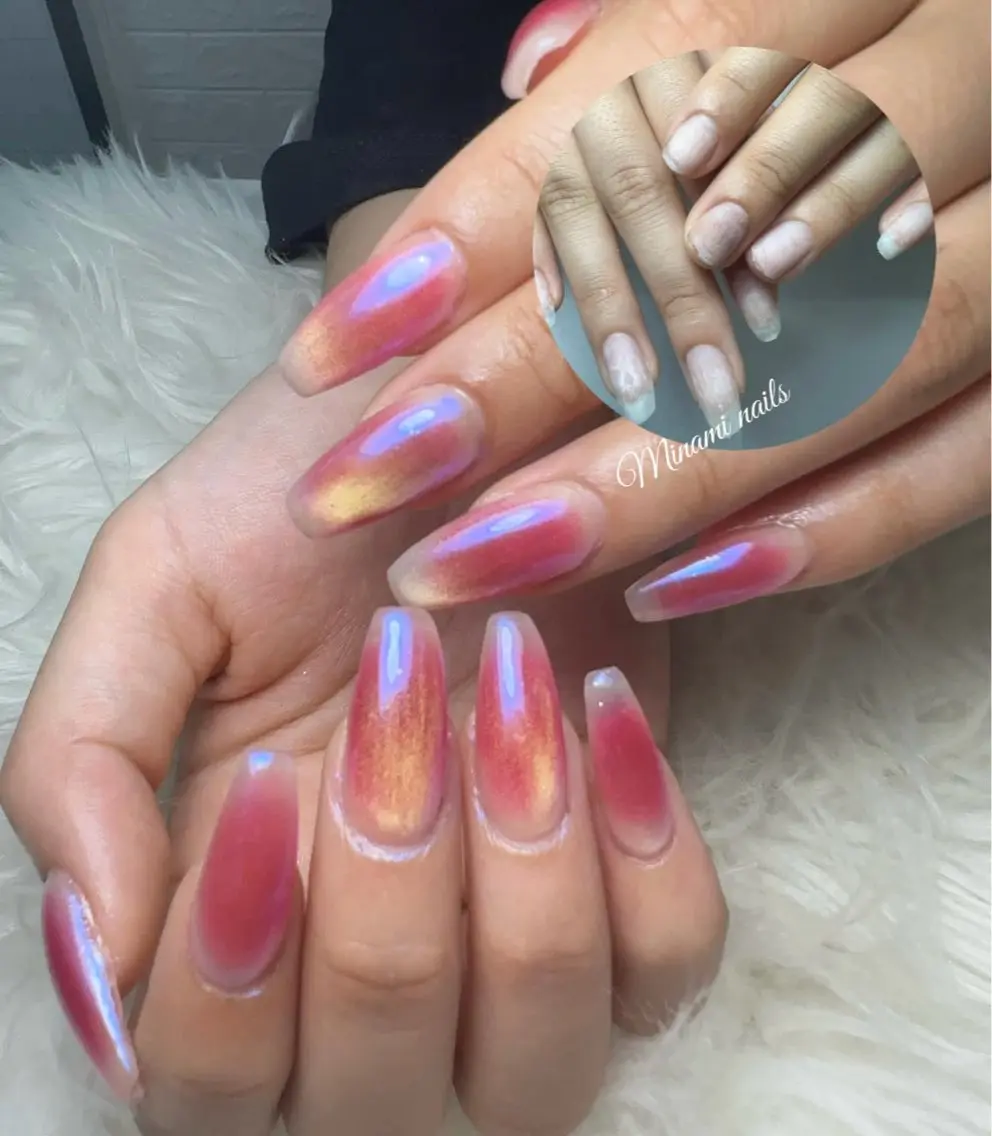ネイル アートネイル ガーリー キラキラネイル 韓国ネイル マグネットネイル ハンドネイル Minami Nailsのネイルデザイン