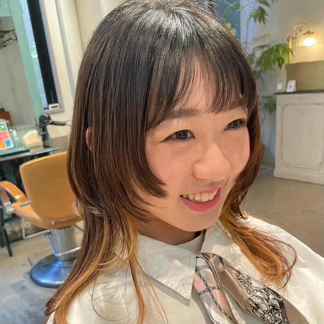ミディアム カラー インナーカラー 似合わせカット ウルフカット カット ヘアカラー トリートメント ブリーチ😼 ボブ✍️レイヤーのヘアスタイル