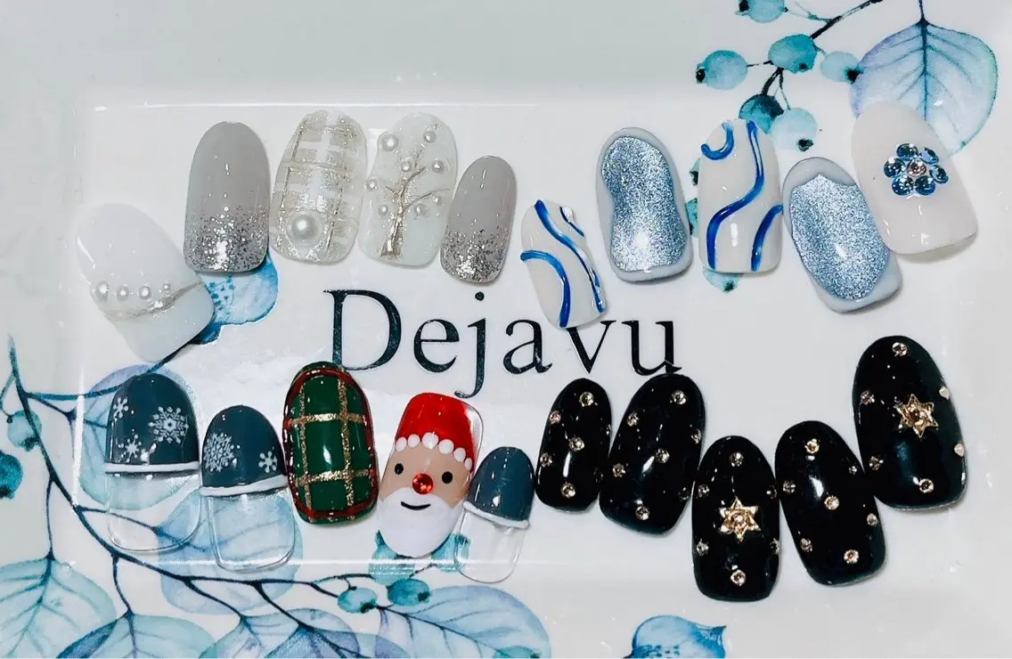 ネイル アートネイル 冬ネイル クリスマス ハンドネイル Nail salon Dejavu 🌿のネイルデザイン