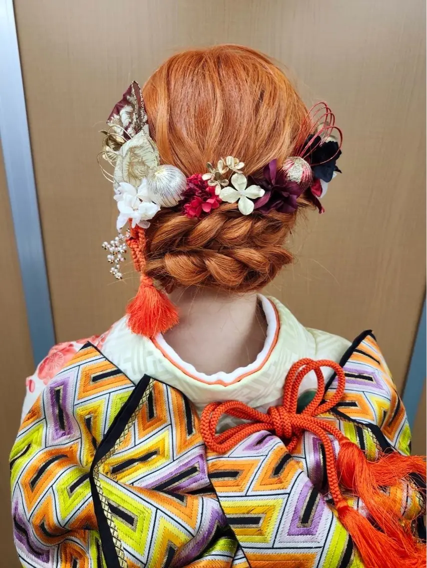 セミロング ヘアアレンジ ヘアセット YUMEYAKATA 五条店のヘアスタイル