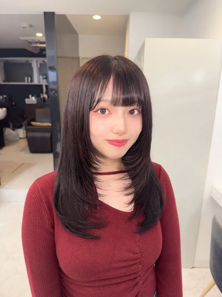 💝ご新規様限定💝カット+うる艶カラー+Aujua4stepトリートメント【ロング料金なし/韓国ヘア/レイヤーカット】の写真