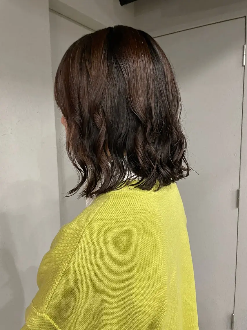 ミディアム カラー パーマ カット 表参道🌿赤み消し カラー/チナツのヘアスタイル