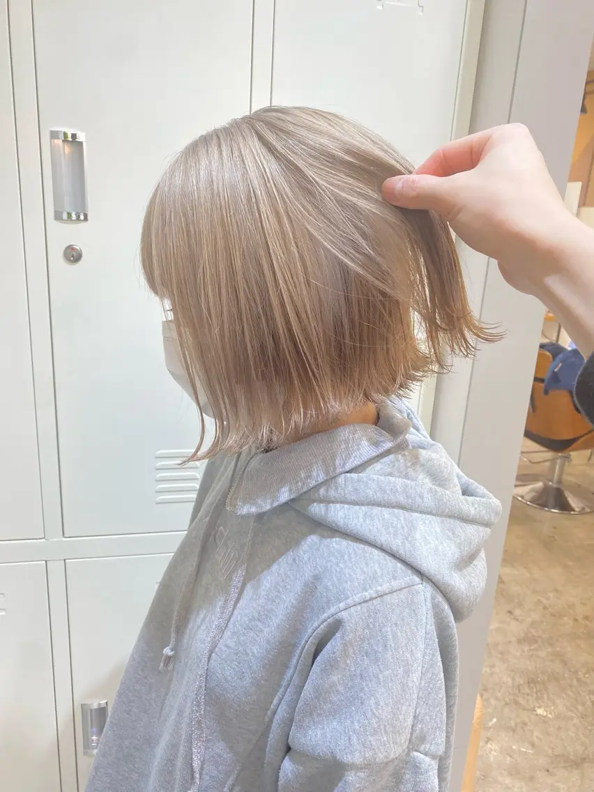 ショート カラー ブリーチ ケアブリーチ ハイトーンカラー ヘアカラー パーマ/ケアブリーチ /博多/YOSUKEのヘアスタイル