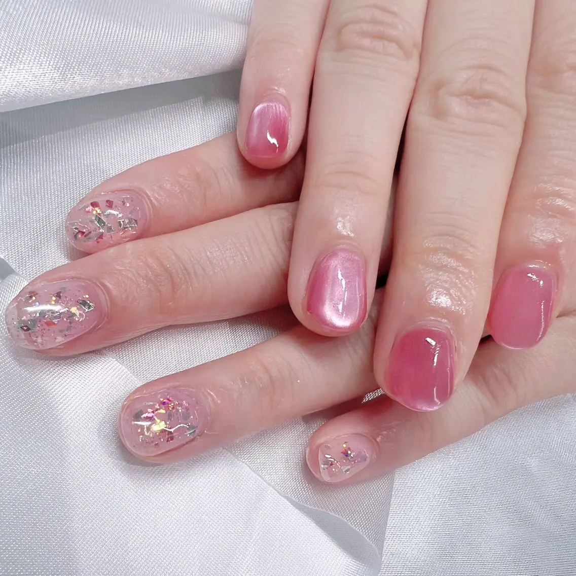ネイル ラメ(グリッター) マグネットネイル 春ネイル CARIS nailはづきのネイルデザイン