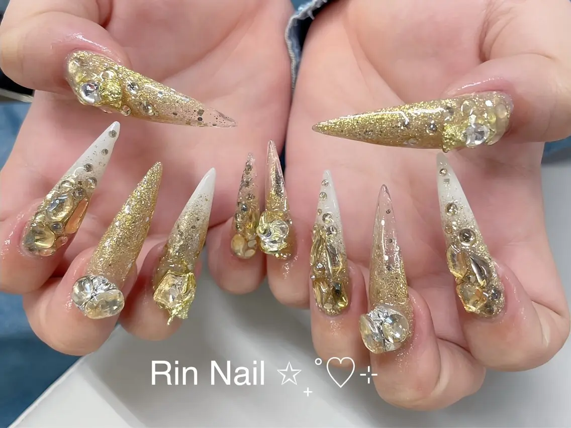 ネイル アートネイル ロングネイル ニュアンスネイル スカルプネイル ネイルチップ ハンドネイル Rin Nail 新大久保店のネイルデザイン