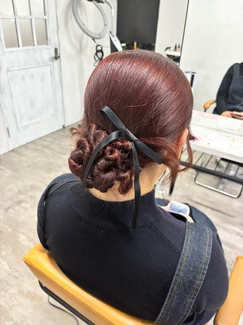 ヘアアレンジ ポニーテール 結婚式・ブライダル シースルーバング ヘアセット ️韓国ヘア/レイヤー カット❤️Yūkaのヘアスタイル