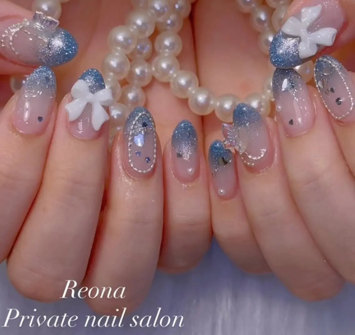 ネイル マグネットネイル 夏ネイル ワンホンネイル Reona Nailのネイルデザイン