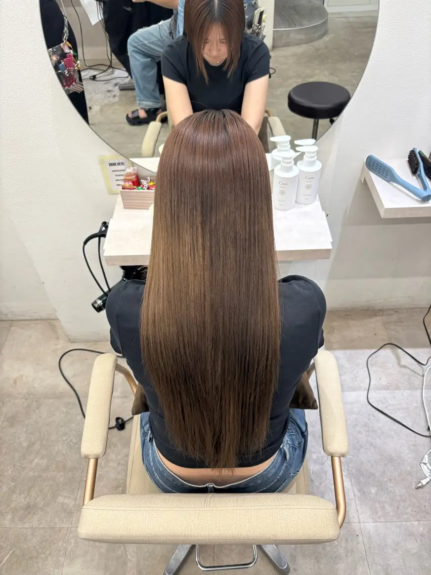 ロング カラー 縮毛矯正 Core茶屋町 HINATAのヘアスタイル