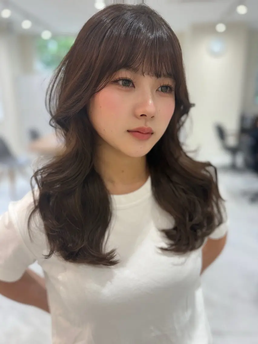 セミロング カラー 透明感カラー カット ヘアカラー 透け感color/ SUのヘアスタイル