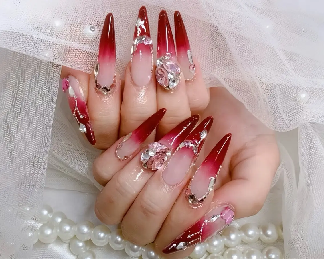 ネイル アートネイル ガーリー 韓国ネイル 持ち込み ニュアンスネイル Rin Nail 新大久保店のネイルデザイン