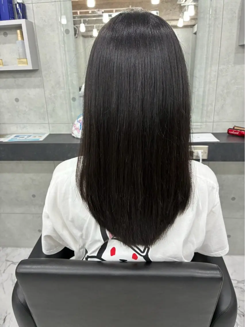 ロング カラー 黒髪 ブルーカラー ブルーブラック カット ヘアカラー Endearing 🌟銀座のヘアスタイル