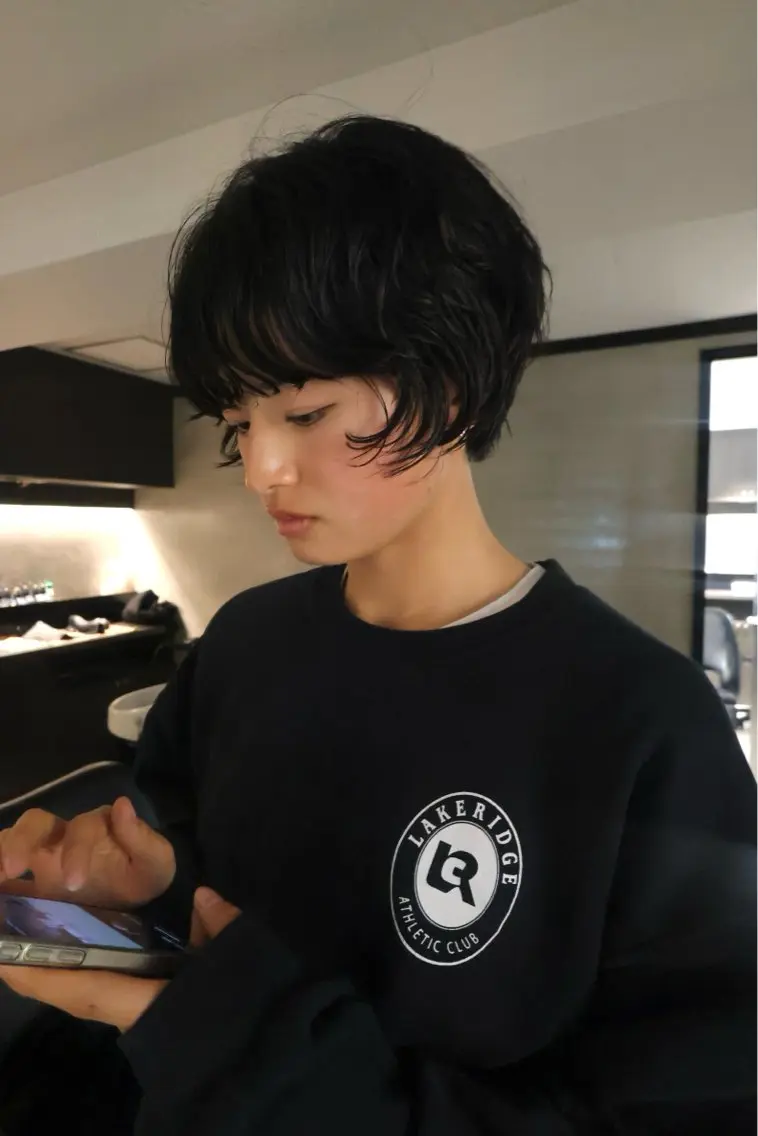 ショート パーマ カット パーマ トリートメント アンニュイヘア🪽 ayumiのヘアスタイル