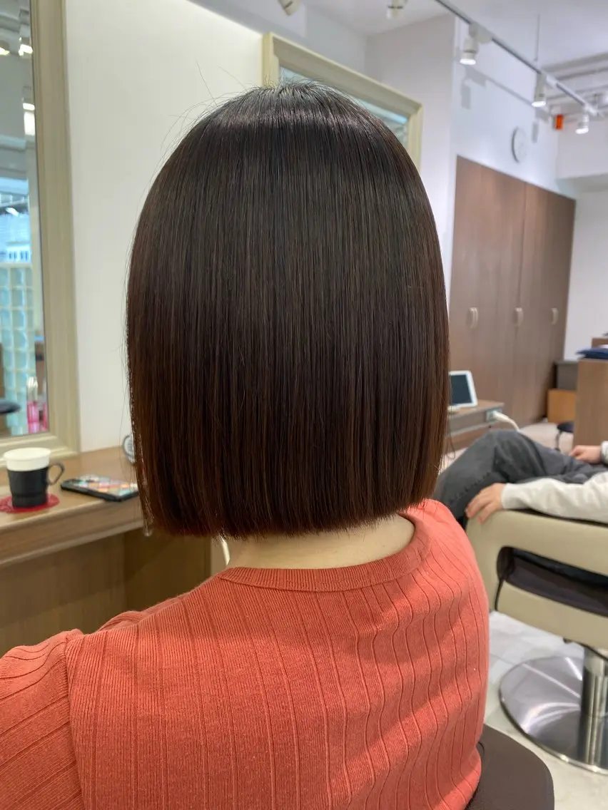 ショート パーマ ボブ 縮毛矯正 カット 縮毛矯正 トリートメント 長妻莉央/縮毛矯正 髪質改善カラーのヘアスタイル