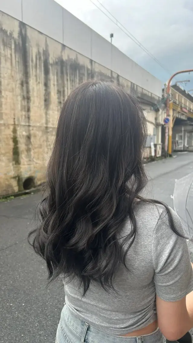 ロング ショートボブ 韓国風カラー ボブ ハイライト 髪質改善 ヘアカラー トリートメント 神田 姫奈｜郡山 ｜透明感カラー🖤のヘアスタイル