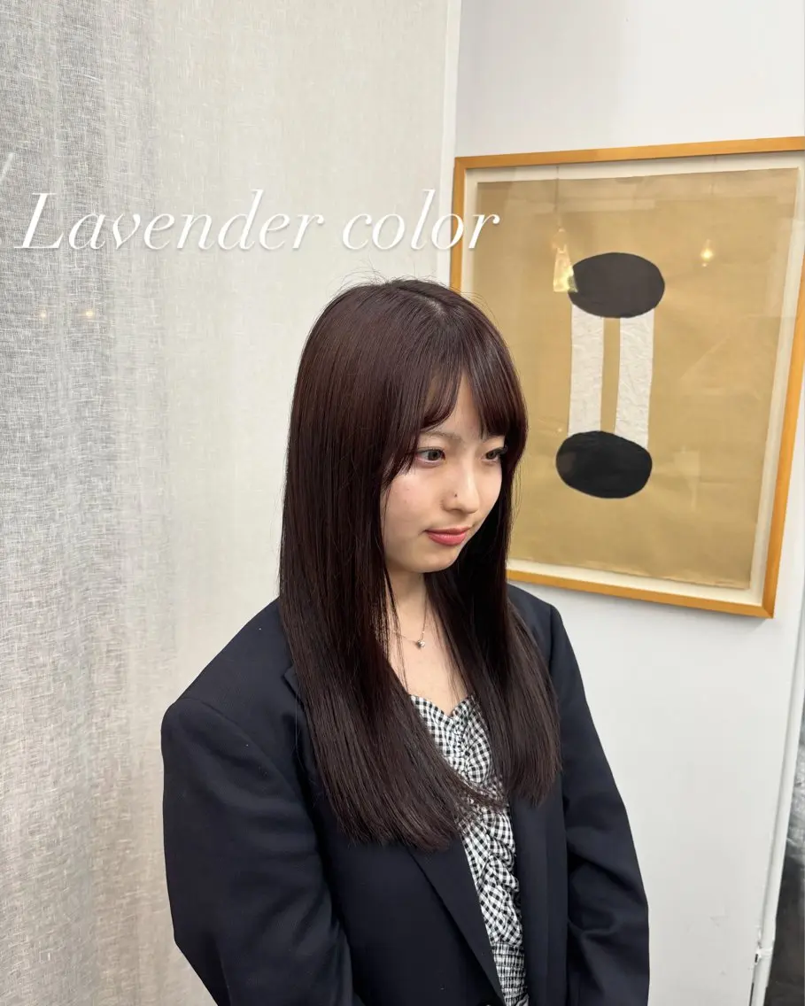 ロング カラー ラベンダーカラー ロング 【ヤマザキアヤメ】 艶カラー/縮毛矯正のヘアスタイル