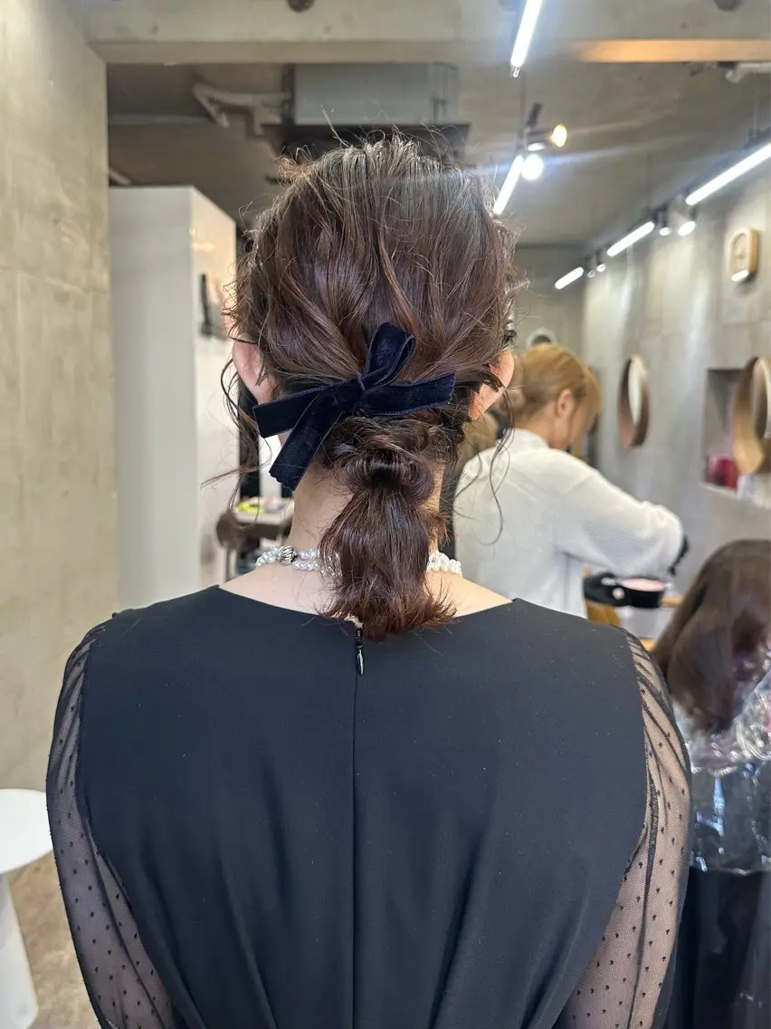 ショート ヘアアレンジ オレンジブラウン ヘアセット カットモデル募集中 ／HARUKA🎀のヘアスタイル