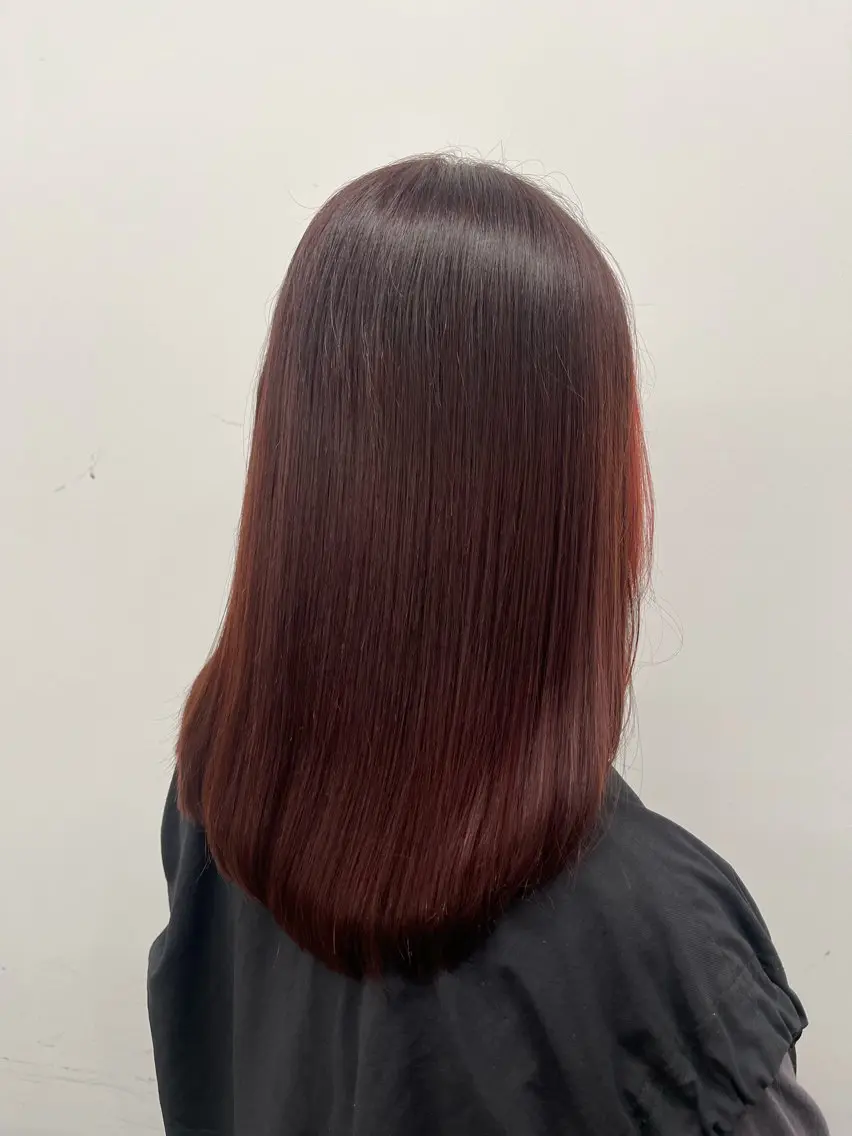 セミロング カット 縮毛矯正 かめい りなのヘアスタイル