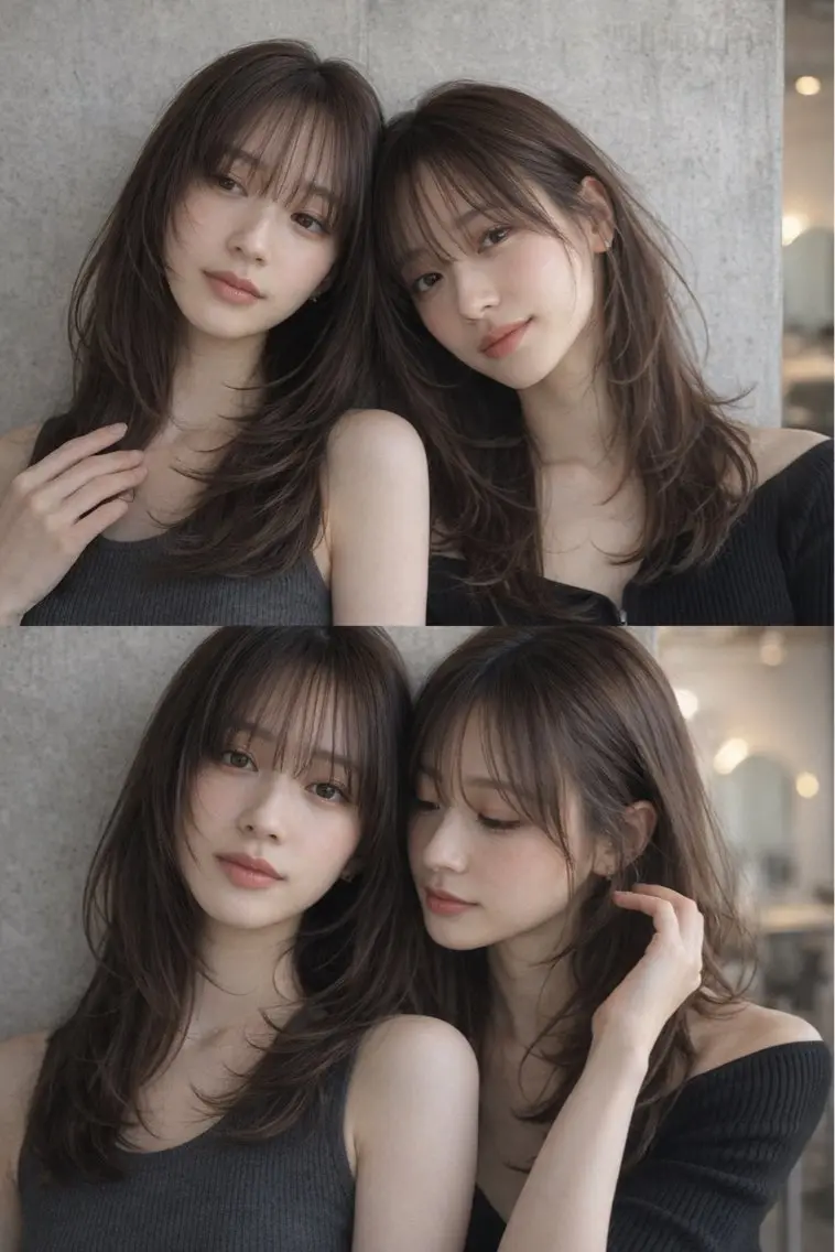 【平日限定🩵ᩚ垢抜け】結んでも可愛い顔周りレイヤー＋艶髪カラー＋保湿TRの写真
