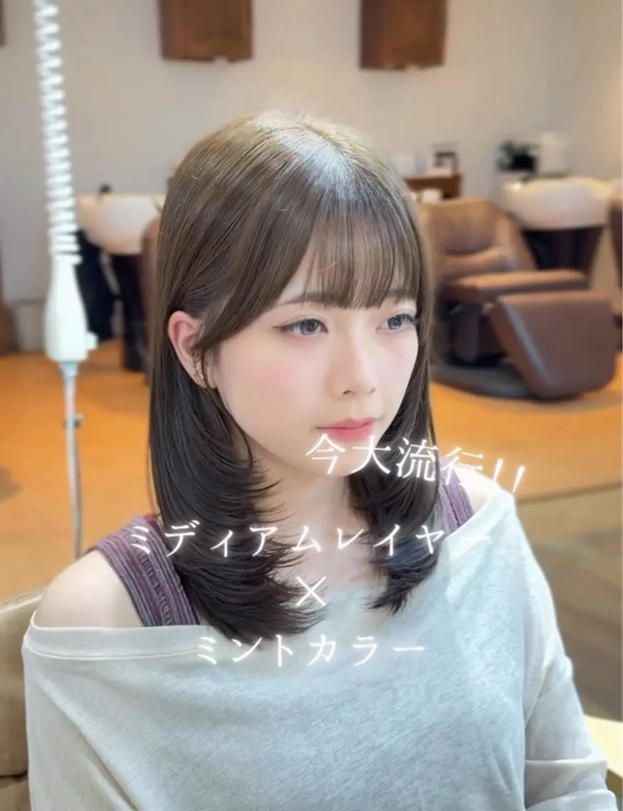 ミディアム カラー カット ヘアカラー トリートメント honoka/レイヤ ー/艶感カラー/韓国のヘアスタイル