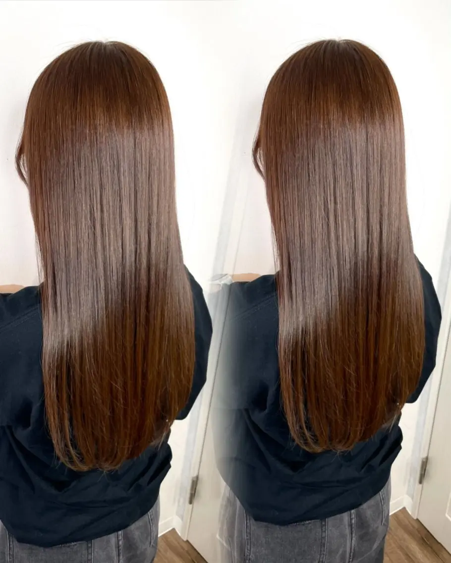 🪽縮毛矯正🪽前髪カット💇🏻♀️➕艶カラー➕部分縮毛矯正(全体カット▶︎+¥2,500)の写真