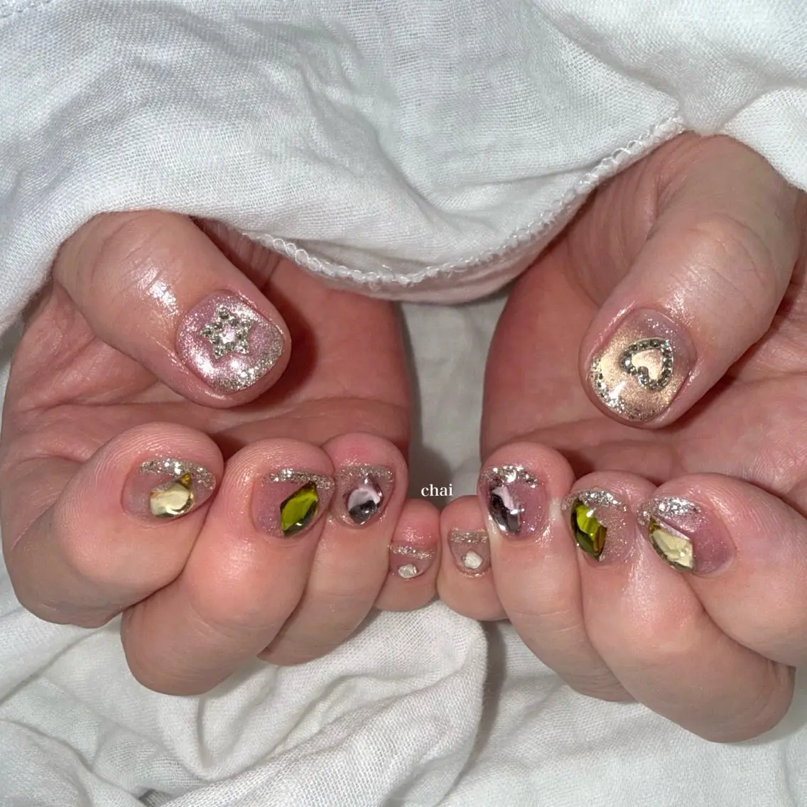 ネイル マグネットネイル ショートネイル ハンドネイル chai nail +  eye📍鶴橋のネイルデザイン