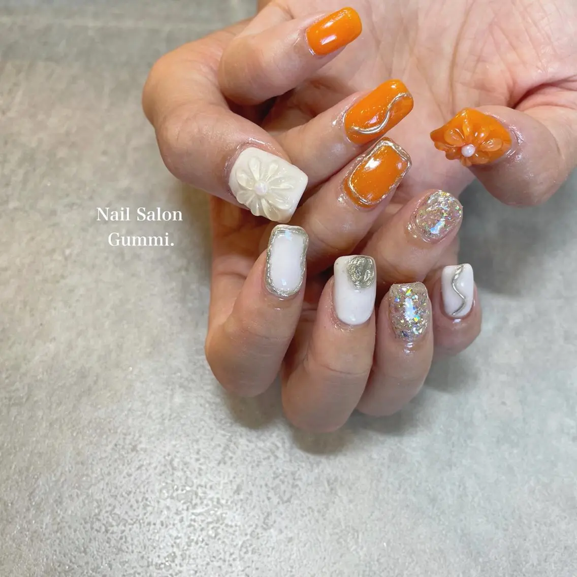 ネイル クリアネイル オレンジ Nail Salon Gummi.のネイルデザイン