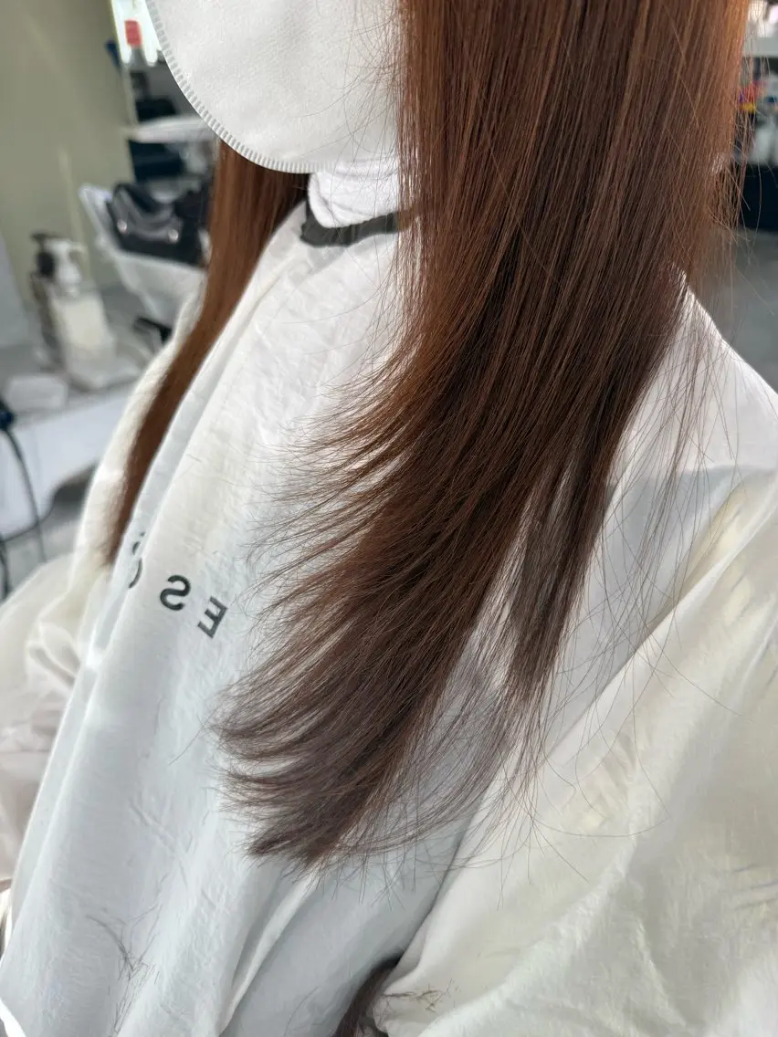 ロング 顔まわりレイヤー レイヤーカット カット 杏華レイヤー/ パーマ/ハイトーンのヘアスタイル