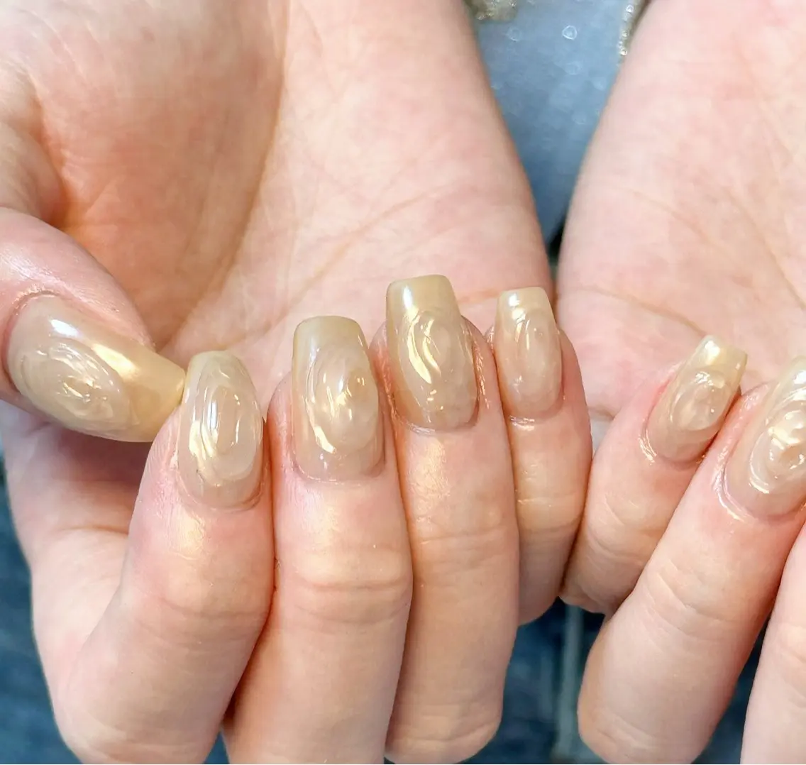 ネイル アートネイル オーロラネイル チークネイル フレンチネイル ガラスフレンチ ハンドネイル 🎀🎀YooLi Nail Salonのネイルデザイン