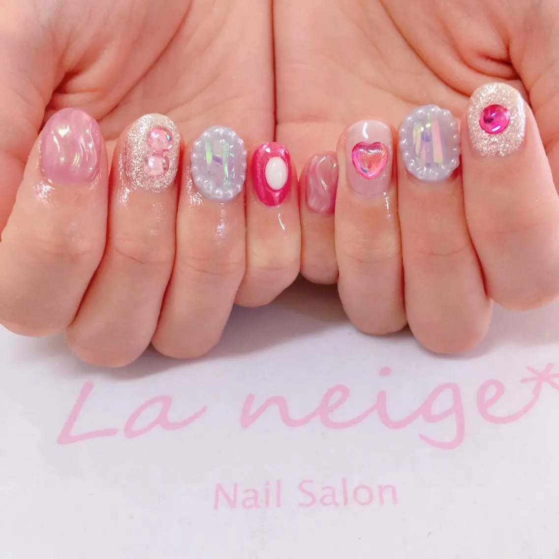 ネイル ハート La neige* yuki 🐩🌙のネイルデザイン