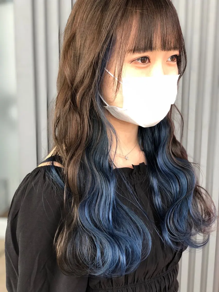 ロング カラー ネイビーカラー 永井大樹✨ 透明感カラー✨のヘアスタイル